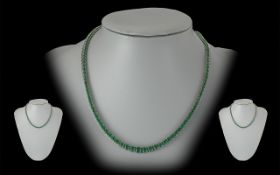 Ladies - Quality 14ct White Gold Emerald Set Graduated Necklace. Marked 585 - 14ct. The Well Matched