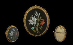 Antique Period - Excellent Quality and Impressive Large 9ct Gold Oval Shaped Mounted Pietra Dura