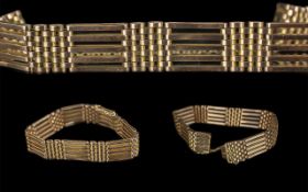 Edwardian Period 1901 - 1910 Ladies 9ct Gold 5 Bar Gate Bracelet with Safety Chain. Marked 9ct.