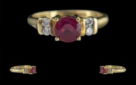 Ladies Contemporary 9ct Gold Ruby & Diam