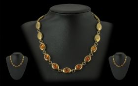 Ladies Superb Quality 18ct Gold Amber Se