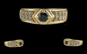 14ct Gold Attractive Blue Sapphire and D