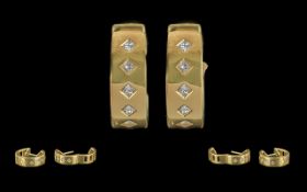 Ladies Pair Of 18ct Gold Diamond Set Ear