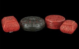 Four Lacquered Cinnabar Lacquered Boxes,