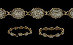 Ladies Pleasing 9ct Gold Diamond Set Bracelet with Full Hallmark. Well Matched Two Tone Diamonds,