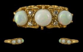 Edwardian Period 1901 - 1910 Pleasing Quality Ladies 18ct Gold Opal and Diamond Set Ring with