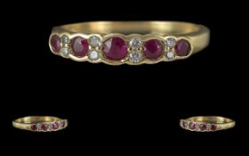 Ladies Exquisite 9ct Gold Ruby and Diamond Set Dress Ring, Marked 375 to Shank, Rubies and