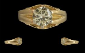 Gentleman's 18ct Gold Single Stone Diamond Set Dress Ring, Gypsy Setting, Full Hallmark to