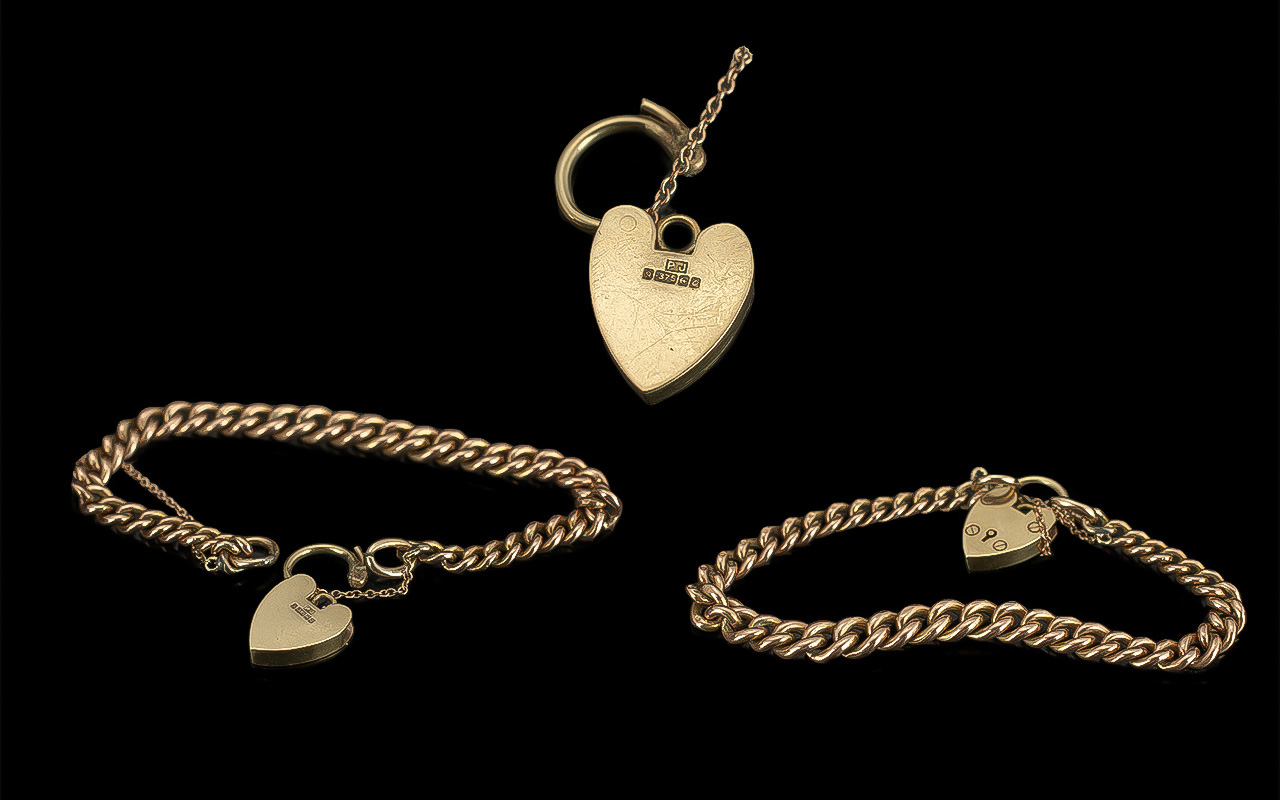 Edwardian Period 1901 - 1910 Pleasing Quality 9ct Gold Curb Bracelet. All Links Marked 9.375. With