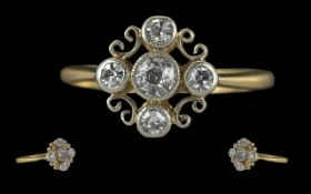 Edwardian Period 1901 - 1910 18ct Gold Diamond Set Petite Ring of Pleasing Form,