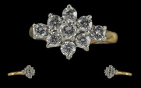 Ladies 18ct Gold Diamond Set Dress Ring, Full Hallmark to Interior of Shank,