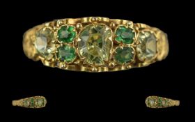 Antique Period Ladies 15ct Gold Ornate Peridot Set Ring, Well Designed Setting. Full Hallmark to