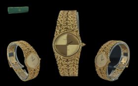Omega Constellation Ladies 18ct Gold Deluxe Version Manual Wind Integral Bracelet Watch, circa 1979,