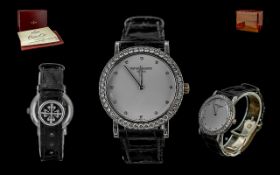 Patek Philippe Geneve ' Calatrava ' 18ct White Gold and Diamond Set Mechanical Wrist Watch,