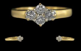 Ladies Attractive 18ct Gold Four Stone Diamond Set Ring, full hallmark to interior of shank,