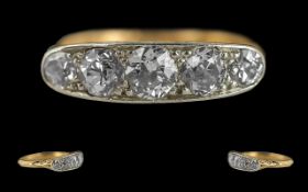 Edwardian Period 1901 - 1910 Ladies Superb 18ct Gold Five Stone Diamond Set Ring in a raised pave