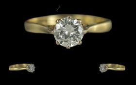 Ladies 18ct Gold Single Stone Diamond Set Ring of Pleasing Quality. Full Hallmark to Interior of