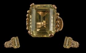 18ct Gold Impressive Single Stone Citrine Set Dress Ring, Gold Marks to Exterior of Shank. The Large