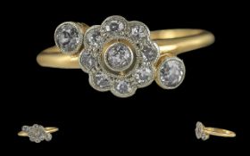 Edwardian Period 1901 - 1910 Ladies 18ct Gold Pleasing Quality Exquisite Diamond Set Ring,