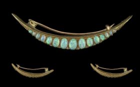Antique Period Superb Quality Ladies 15ct Gold Opal Set Large Crescent Brooch, tests 15ct gold,