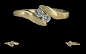 Ladies Attractive 15ct Gold Two Stone Di