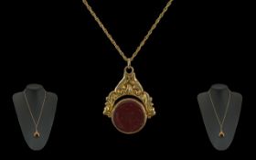 Antique Period 9ct Gold Stone Set Swivel