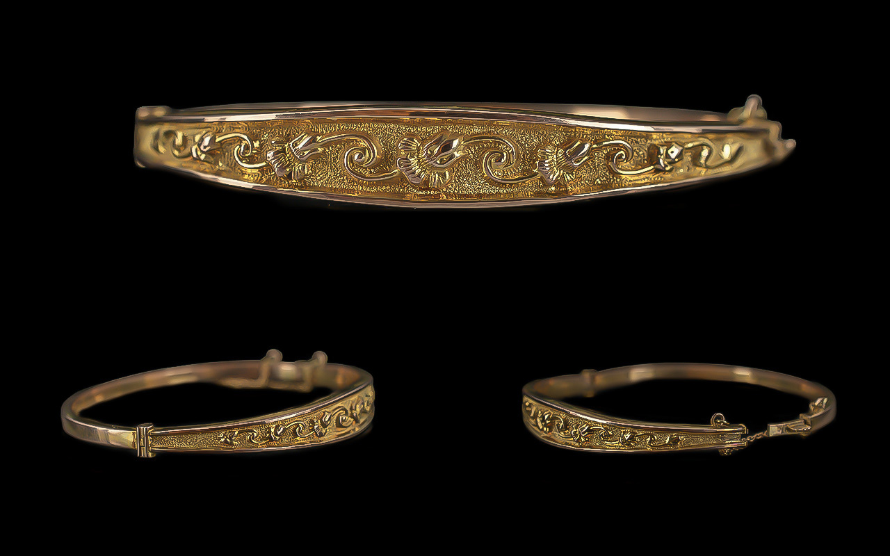 Antique Period 9ct Gold Ladies Hinged Ba