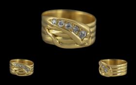 18ct Gold Diamond Set Snake Ring of Superior Quality, Marked 18ct to Interior of Shank,