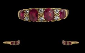Ladies Fine 18ct Gold Ruby and Diamond Set Ring, Excellent Design / Setting.