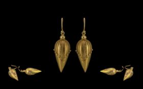 Victorian Period 1837 - 1901 Excellent Pair of Ladies 18ct Gold - Large Tear Drop Earrings with
