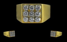 Excellent 18ct Gold Diamond Set Cluster Ring of Superior Quality,