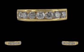 Ladies 18ct Gold Pleasing Quality 7 Stone Diamond Set Ring, Full Hallmark to Interior of Shank,