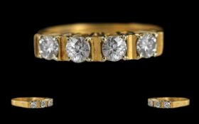 Ladies - Excellent Quality 18ct Gold 4 Stone Diamond Set Ring, Contemporary Shank.