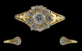 Ladies 18ct Gold Pleasing Diamond Set Cluster Ring, Full Hallmark to Interior of Shank,