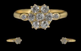 Edwardian Period 1901 - 1910 Ladies Pleasing Quality 18ct Gold Diamond Set Cluster Ring,