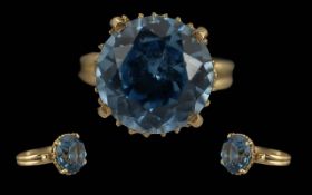 Ladies Quality 18ct Single Stone Blue Topaz Set Ring, Marked 18ct to Interior of Shank,