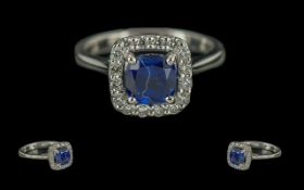 9ct Gold Gem & Diamond Cluster Ring, weight 3.45 grams, ring size L.