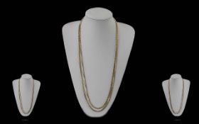 Antique Period - Excellent Quality 9ct Gold Long Box Design Long Chain, Marked 9ct. Weight 54.