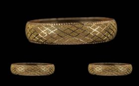 Omid Bahadon Signed Ladies 18ct Gold - Attractive Solid Bangle,