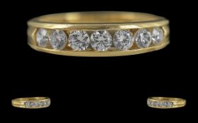 14ct Gold Dress Ring, Full Hallmark to Interior of Shank, CZ set, Ring Size Q. Weight 3.4 grams.