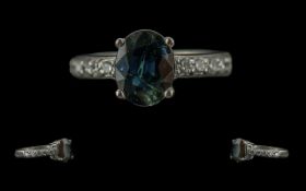 9ct Gold Sapphire & Diamond Ring, weight 5.29, ring size N.