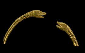 A Roman Gold Snake Head Bangle, Realistically Modelled Snake Head On A Plain Band,