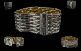 Chimento - Ladies Quality Flex 18ct Two Tone Gold - Reversible Deluxe Wide Bracelet,