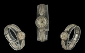 Omega - Ladies 18ct White Gold Diamond Set Cocktail Mechanical Wrist Watch,