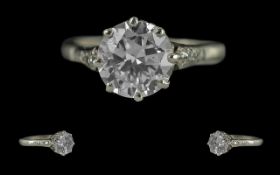 Ladies Excellent 18ct White Gold & Platinum Single Stone Diamond Set Ring,