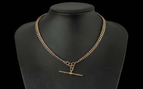Antique Period Pleasing Quality 9ct Gold Double Albert Chain with T-Bar and Lobster Claw Clasps,
