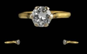 Ladies 18ct Gold Single Stone Diamond Set Ring, Marked 18ct to Interior of Ring. The Round Brilliant