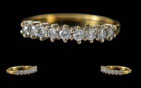Ladies 18ct Gold Pleasing Nine Stone Diamond Set Ring, Full Hallmark to Interior of Shank. The