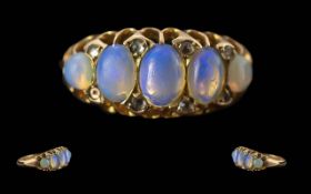 Edwardian Period 1901 - 1910 Ladies 9ct Gold Moonstone Set Ring - Raised Setting. Full Hallmark