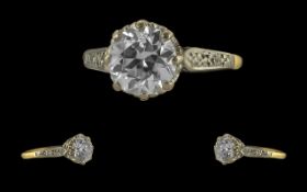 Ladies 18ct Gold and Platinum Single Stone Diamond Set Ring, Marked 18ct and Platinum to Interior of